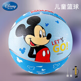 迪士尼儿童篮球皮球女生3号5号拍拍球幼儿园专用蓝球爱莎女孩球类玩具 5号蓝色米奇篮球送气筒