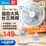 美的（Midea）电风扇 家用风扇落地扇 立式轻音节能强风电扇 宿舍降温循环柔风自然风桌面小风扇省电 【7叶台立两用】超级单品