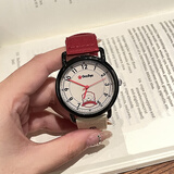 歌莉侑（GCCLIYO）手表女学生简约品牌复古气质高中生男表考试专用大表盘情侣腕表 红黄带黄枪框（帆布带）