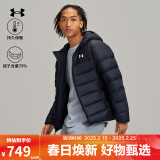 安德玛（UNDERARMOUR）冬季新款Core男子连帽运动短款鸭绒保暖羽绒服6001970 黑色001 L