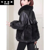 菲洛曼（FEILUOMAN）海宁皮草女装真皮皮毛一体绵羊皮皮衣羽绒服短款狐狸毛领外套韩版 炭黑色新冬款(加厚不掉毛) XL 建议(125-140斤) 不掉毛