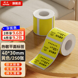 硕方纯色平面标签机打印纸 热敏不干胶服装吊牌食品价格贴纸固定资产仓储物流条码防水标签 平面标签40*30黄色250张