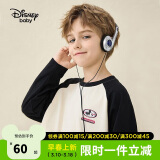 迪士尼（DISNEY）男女童长袖T恤圆领棉质儿中大童插肩打底上衣25春DB331AE09黑160