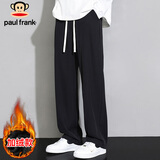 大嘴猴（paul frank）休闲裤男士宽松裤子男秋季运动卫裤男裤垂感阔腿裤 黑色加绒 XL