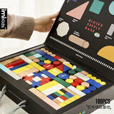 imikids积木玩具礼盒婴儿童早教拼装积木男女孩1-2-3岁礼物180粒积木礼盒