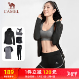 骆驼（CAMEL）瑜伽套装女健身运动服五件套A7S1UL8135黑色M