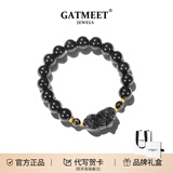 GATMEET招财貔貅情侣手链天然水晶草莓晶手串转运送男女朋友生日七夕礼物 招财吞金兽貔貅手链丨金曜石