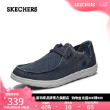 斯凯奇（Skechers）男鞋春季懒人一脚蹬帆布鞋商务通勤低帮休闲鞋百搭板鞋66387