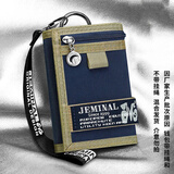 集领帆布折叠小钱包多功能零钱包学生短卡包男孩儿童手拎【不带挂绳】 深蓝色