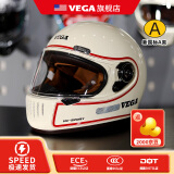 VEGA SA-72新国标骑行头盔男女美国复古摩托车太子跑机车四季通用全盔 72 喜气米白(赠送原厂防雾片) 2XL码