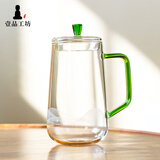 一品工坊加厚玻璃杯带把办公室耐高温玻璃茶杯带盖家用喝水杯男女花茶杯子 沐春杯—带盖子