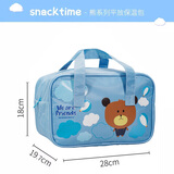 联扣（LianLock） 学生饭盒包防水便当包带拉链手拎袋可平放餐盘加厚保温包 大号平放保温包（熊-snacktime）