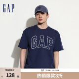 Gap【热卖爆款】男装夏撞色logo圆领短袖T恤纯棉上衣544465 藏青色 165/88A(S) 亚洲尺码