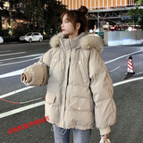 觅靓裳初中女生羽绒服大学生高中学生羽绒服女加厚秋冬装新款冬天穿的韩 浅卡其色 2XL