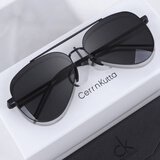 CerrnKutta 潮牌太阳镜男女士通用款偏光全脸型墨镜防紫外线司机驾驶眼镜 8010黑框黑灰片(高清偏光)