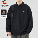 大嘴猴（paul frank）长袖T恤男士春秋季宽松polo衫男卫衣男休闲外套男装 黑色 XL