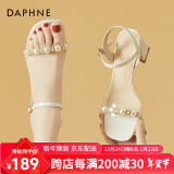 达芙妮（DAPHNE）高跟凉鞋女夏一字带罗马鞋夏季新款女鞋气质仙女风凉拖 米色跟高6cm 36 (230mm) 标准码