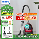 飞利浦（PHILIPS）卧式吸尘器家用 小型大吸力吸尘器手持大功率 有线吸尘器 强力除螨吸猫毛吸尘机 FC8632 FC8632/83（热卖款）