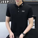 JEEP SPIRIT吉普短袖T恤男夏季半袖翻领POLO商务休闲纯色保罗衫半截袖工 A126-1-K213黑色 4XL （180-195斤）