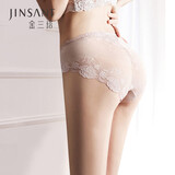 金三塔女式内裤女桑蚕丝真丝中腰三角内裤NZF6B210 浅驼-蕾丝 M