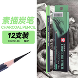 樱花（SAKURA）【开学文具礼物】素描铅笔炭笔12支整盒装（加软）软炭软中硬美术生写生速写绘画专用画笔美术写生
