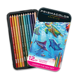 PRISMACOLOR彩色铅笔彩铅笔12色水世界彩铅画笔套装马克笔绘画艺术写生手绘美国三福霹雳马速写