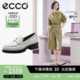 爱步（ECCO）【明星同款】乐福鞋女 百搭牛皮厚底粗跟英伦风单鞋女 摩登490013 石灰色49001301378 建议选小一码 39 （偏大，建议选小一码）