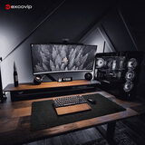 宜适酷（EXCO）压印鼠标垫毛毡桌垫大号电脑桌800*400mm办公游戏耐磨键盘垫防滑橡胶底书桌垫 可卷便携黑灰0398