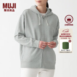 无印良品 MUJI 男女通用 紧密编织毛圈 拉链连帽衫 休闲外套 无性别 卫衣 灰色 XXS-XS(150/72A)