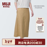 无印良品（MUJI）女式 麻混 弹力 直筒裙 长半身裙女春款裙子半裙 中长裙 女装 米色 L (165/70A)