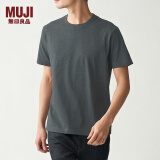 无印良品 MUJI 男式 印度棉天竺编织 圆领短袖T恤 ABA01A0S 炭灰色 L