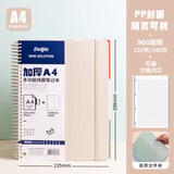 Delijia得力佳PP软线圈本a4美式大线圈笔记本记事本子四孔活页本内芯横线方格多功能大学生可撕加厚颜值思维导图 【A4大线圈本/带文件夹】米白【方格内芯】
