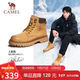 骆驼（CAMEL）王俊凯同款马丁靴户外工装大黄靴男 GE122W7757T 金黄 38