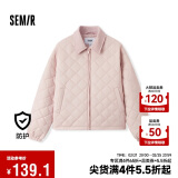 森马（Semir）棉服女灯芯绒翻领菱形格复古2024冬三防宽松轻薄棉衣109724112007