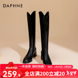 达芙妮（DAPHNE）靴子女长筒靴女2022秋冬新品经典骑士靴女加绒高筒靴女靴 黑色【加绒】 37