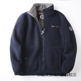 尔汝交出口挪威单加绒加厚双面摇粒绒抓绒衣男秋冬保暖休闲宽松大码外套 藏青色 L 【160-180斤】