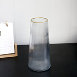 京东鲜花 【养花搭档】花纹玻璃花瓶描金花纹透明