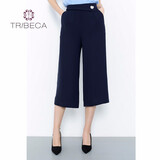TRIBECA/翠贝卡新款时尚通勤简约阔腿裤 深兰 S