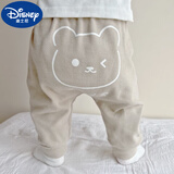 迪士尼（Disney）婴儿大屁屁裤子宝宝男女春秋季纯棉卡通长裤宽松裤哈伦裤高腰裤pp 咖色 萌熊大屁屁裤 80 cm