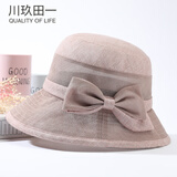 川玖田一 中老年帽子女 夏天防晒帽 春秋薄款老人奶奶透气凉帽 妈妈遮阳帽 驼色 可调节(配防风带)