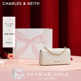 CHARLES&KEITH质感菱格链条小方钱包女包包女包生日礼物女新年礼物CK6-10680924 Cream奶白色 XS