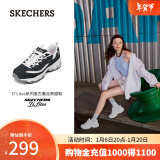 斯凯奇（Skechers）女鞋秋冬小白鞋蕾丝休闲运动熊猫鞋黑色增高厚底老爹鞋11959 深海军蓝色/白色/NVW 36.5