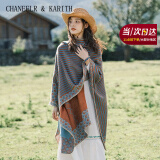 CHANEELR & KARITH斗篷式披肩围巾时尚女冬季披肩保暖围巾女士秋冬女季披肩橘色新款 橘色 160*135