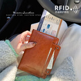 斐月伽 卡包证件包护照收纳包多功能收纳驾驶证旅行男女便携钱包护照夹 棕色