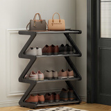 安尔雅简易鞋架多层家用门口创意Z型鞋架子多层防尘鞋柜 钢管款4层小号