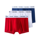 Calvin Klein CK男士平角内裤三条装 0000U2662G I03红白蓝-平角长款 L 