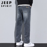 JEEP SPIRIT吉普牛仔裤男春季直筒男士牛仔裤弹力商务裤子 蓝灰- 32