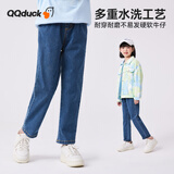 可可鸭（QQ DUCK）童装女童牛仔裤儿童裤子学生长裤青少年衣服直筒蓝色；150