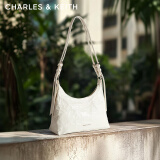 CHARLES&KEITH褶皱油蜡皮手提单肩腋下包女生日礼物CK2-40271360 Cream奶白色 M