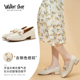 Walker Shop奥卡索休闲皮鞋女乐福鞋一脚蹬豆豆鞋女单鞋英伦风小皮鞋女123312